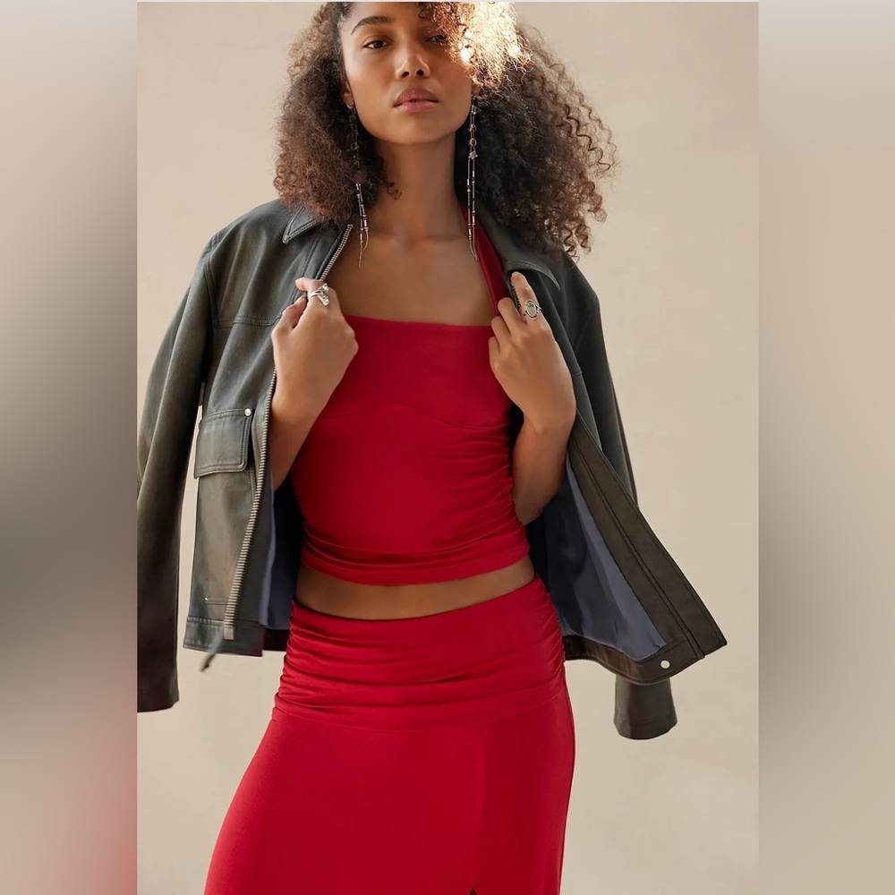 Free People Blair Vegan Leather Jacket Charcoal Oversized Large - Picture 6 of 16